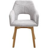 Voleo naslanjač, les, tekstil barve hrasta, svetlo siva | Shoptok.si