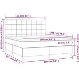  box spring s madracem LED svjetlosivi 160x200 cm baršun | shoptok.hr