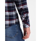 Ombre Men's checkered flannel shirt with pockets - navy blue and red | Eponuda.ba