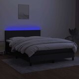  Box spring s madracem LED crni 140x190 cm od tkanine | shoptok.hr