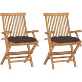 The Living Store Vrtni stoli s taupe blazinami 2 kosa trdna tikovina - Vrtni Stol, (21481316) | Shoptok.si