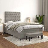 Box spring postelja z vzmetnico svetlo siva 120x200 cm žamet, (20790616) Cene