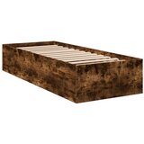 vidaXL Posteljni okvir dimljeni hrast 100x200 cm inženirski les | Shoptok.si