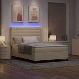  Box Spring postelja z vzmetnico in LED krem 160x200 cm tkanina, (22050301) Slike