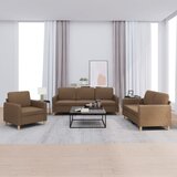 vidaXL Sedežna garnitura z blazinami 3-delna rjavo blago | Shoptok.si