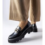 Gemre Black women's loafers embellished with a buckle Piazzo | Shoptok.si