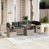 Maison Chic Seti vrtnega pohištva - Vrtna garnitura - Vrtni pohištvo set 7-delna z blazinami siv poli ratan, (21802017) | Shoptok.si