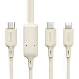  Kabel za punjenje Dudao L7SF 2u1 USB - C / USB - C / Lightning 100W 1,2m - Bež KP41394 Slike
