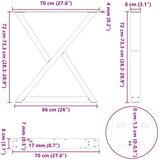  Noge za blagovaonski stol 2 kom Crne 70 x (72-73,3) cm Čelične | shoptok.hr