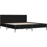  Posteljni okvir črn 200x200 cm inženirski les in kovina | Shoptok.si