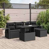 vidaXL 6-dijelni set vrtnih sofa s jastucima crni od poliratana | shoptok.hr
