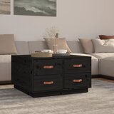 The Living Store Klubska mizica črna 80x80×45 trdna borovina - Klubska Mizica, (21573255) Cene