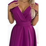 Numoco Flared dress with a clutch neckline and belt | Shoptok.si