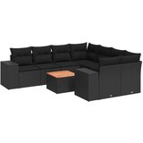 Maison Chic Seti vrtnega pohištva - Vrtna garnitura - Vrtni pohištvo set 9-delna z blazinami črn poli ratan, (21808764) | Shoptok.si