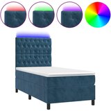 Maison Chic Box spring postelja - Vzmetna postelja z vzmetnico LED temno modra 80x200 cm žamet SL21702, (21900870) Cene
