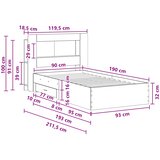  Okvir kreveta s pohranom s uzglavljem Hrast sonoma 90 x 190 cm | shoptok.hr