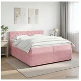  boxspring postelja z vzmetnico, žamet, roza, 200×200 cm Cene