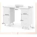 Izdelki za telo Manikirna miza s predali, omaricami in naslonom za zapestja, bela | Shoptok.si