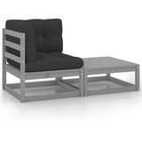 Maison Chic Seti vrtnega pohištva - Vrtna garnitura - Vrtni pohištvo set 2-delna z blazinami siva borovina, (21810386) | Shoptok.si