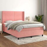  Box spring postelja z vzmetnico roza 140x200 cm žamet, (20892653) Cene
