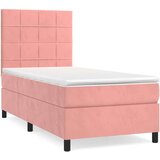 Box spring postelja z vzmetnico roza 100x200 cm žamet | Shoptok.si