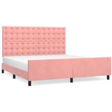 The Living Store Posteljni okvir z vzglavjem roza 180x200 cm žamet - Posteljni Okvir Z Vzglavjem, (21488857) | Shoptok.si