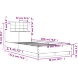  Okvir kreveta s uzglavljem siva boja betona 75x190 cm drveni | shoptok.hr