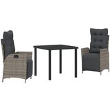 vidaXL 3-delni vrtni jedilni set sivi poli rattan, (22087218) u