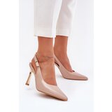 Boto Patented High Heels With Open Back And Pointed Toes Beige Rivori | Shoptok.si