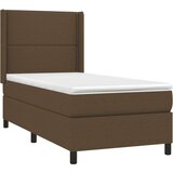  Box spring postelja z vzmetnico LED temno rjava 90x200 cm blago, (20936997) | Shoptok.si