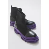 LuviShoes Bendis Women's Black Purple Scuba Boots.