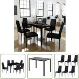 The Living Store Sedem Delni Jedilni Komplet Pohištva z Mizo Črne Barve -, (21740745) | Shoptok.si