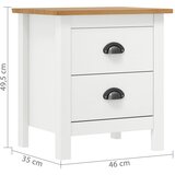  Noćni ormarić Hill 2 kom bijeli 46x35x49,5 cm masivna borovina | Eponuda.com