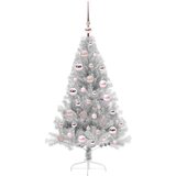  Umetna predhodno osvetljena božična jelka srebrna 120 cm PET | Shoptok.si