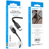 Borofone podatkovni kabel X54 Type C na USB 1m 2,4A črn pleten | Shoptok.si
