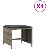  Vrtni stolci s jastucima 4 kom sivi 40x40x35 cm od poliratana | Eponuda.com