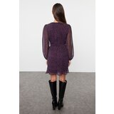 Trendyol Burgundy Leopard Printed Gathered Detailed Mini Woven Dress | ePonuda.com