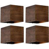 QAZQA Set van 4 smart wandlampen walnoot hout 8 cm incl. LED - Transfer Cene