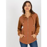 Fashion Hunters Light brown sweatshirt with velor inserts Cene