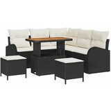 vidaXL Vrtna sedežna garnitura z blazino 8 pcs Črna poli ratan, (5000153953) | Shoptok.si