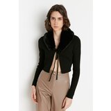 Trendyol Black Fur Collar Detailed Knitwear Cardigan Cene