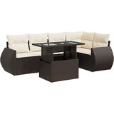 vidaXL 6-dijelni set vrtnih sofa od poliratana s jastucima smeđi | shoptok.hr
