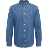 Polo Ralph Lauren Srajca moder denim / svetlo rjava / bela Cene