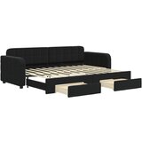  The Living Store Izvlečna dnevna postelja s predali črna 80x200 cm žamet - Izvlečna Dnevna Postelja, (21491372) | Shoptok.si