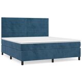 vidaXL Box spring postelja z vzmetnico temno modra 160x200 c | Shoptok.si