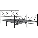  Metalni okvir kreveta uzglavlje i podnožje crni 140x190 cm | shoptok.hr