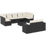  10-dijelni set vrtnih sofa s jastucima crni od poliratana | shoptok.hr
