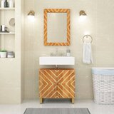 vidaXL Kupaonsko ogledalo smeđe 50x70x3 cm masivno drvo manga i staklo | shoptok.hr