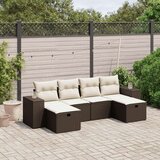 vidaXL 6-dijelni set vrtnih sofa od poliratana s jastucima smeđi | shoptok.hr