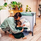 Momi Otroška potovalna postelja BELOVE zeleno-siva | Shoptok.si